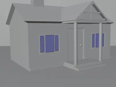 Little cottage made of planks Low-poly 3D model