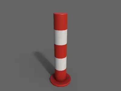 PBR Bollard RedWhite Low-poly 3D model