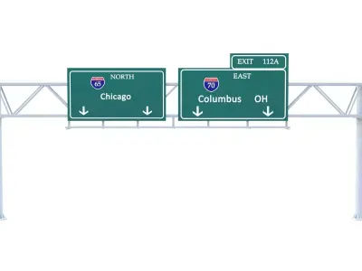 Highway Sign 01 Low-poly 3D model