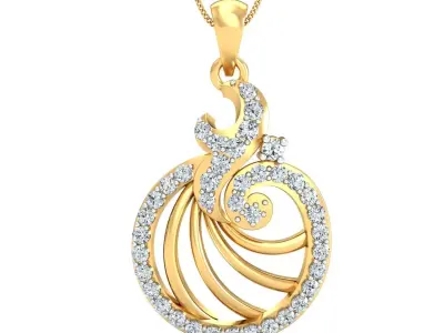 Yellow gold diamond pendent-P3 PS-03 3D print model