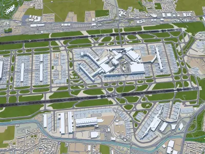 London Heathrow Airport 10km Low-poly 3D model