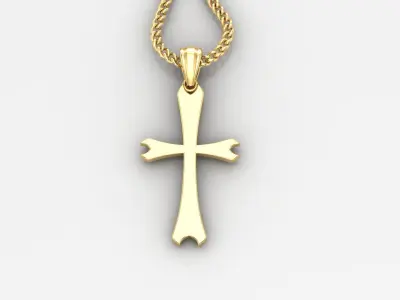 Light Gold 18K Cross Pendant 1CP017 3D print model