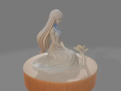 Seated Forest Lady  Minimalist Sculpture 3D print model