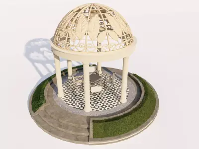 Classical Stone Gazebo  Low-poly 3D model