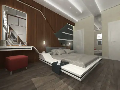 Modern Wooden Bedroom 3D model 3D model