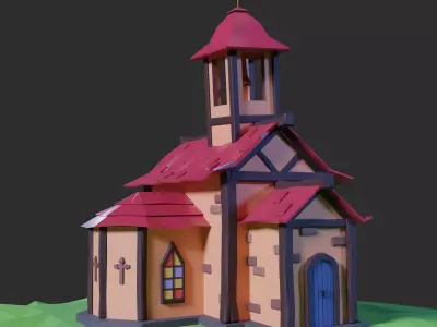 Low poly church Low-poly 3D model purchase