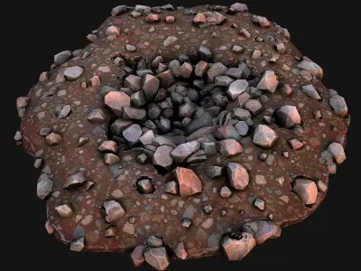 Gemstone Ore Deposits Mine Environment Low-poly 3D model