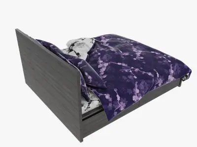 Bed 3d with bedding 3D model