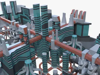 Sci-fi city block 3D model