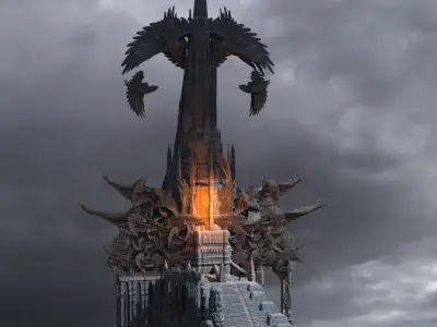 Ishtar Winged crescent mountain 3D model