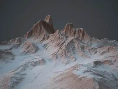 Snowy Mountains PBR Game Ready Low-poly 3D model