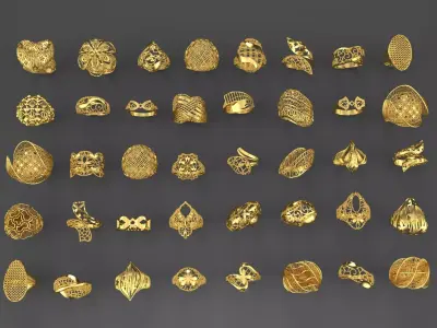 38 NEW RINGS HIGHT QUALITY READY TO PRINT 3DM STL JEWELRY 3D print model