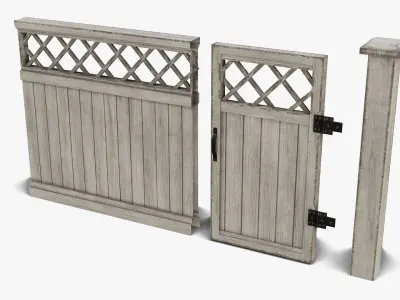 Modular Fence Pack PBR Low-poly 3D model