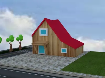 3D House on street Free 3D model