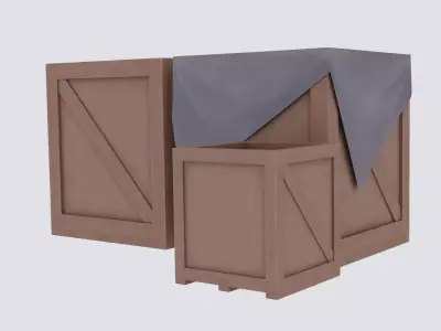Box Cargo Low Poly stylized handpainted Low-poly 3D model
