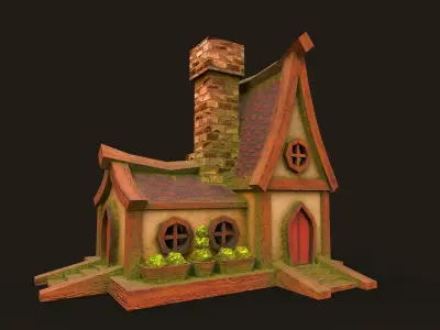 Lowpoly fantasy house Low-poly 3D model