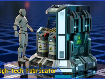 SciFi Fabricator Crafting Station - Game-Ready Low-Poly 3D Model Low-poly 3D model