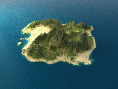 Tropical Island Terrain 1 Low-poly 3D model