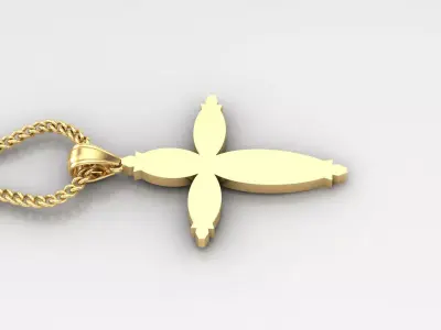 Light Gold 18K Cross Pendant 1CP093 3D print model