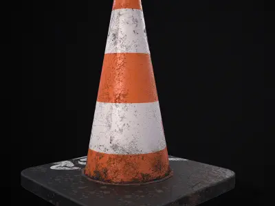 Traffic cone Graffiti PBR 3D model