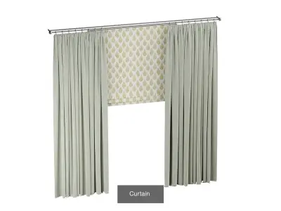 Furniture set curtain with pleats and window 3D Model Pack