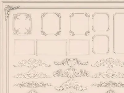 Collection stucco molding frame 05 Low-poly 3D model