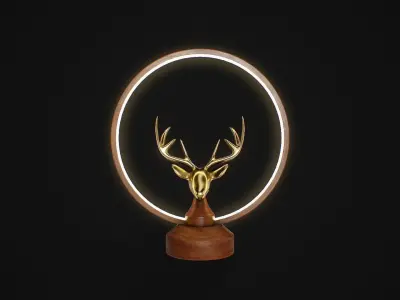Golden Deer LED Table Lamp Low-poly 3D model