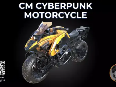 Cyberpunk Heavy Tactical Motorcycle 3D Model 3D model