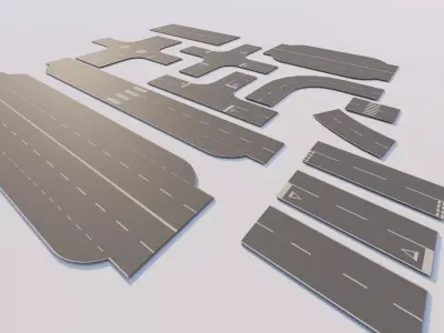 Road Pack - Extended-City Roads 3D model 4