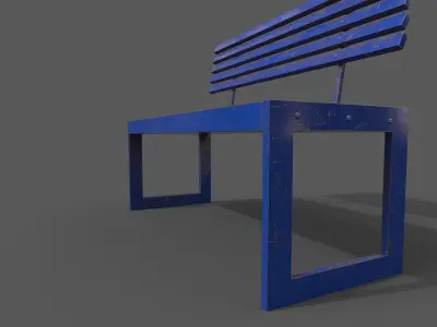 Street Bench Low-poly 3D model