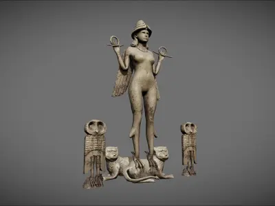 Ishtar Mesopotamian Goddess Ereshkigal Low-poly 3D model