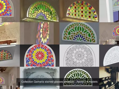 Collection Qamaria stained glasses windows - Yemen 3D Model Pack