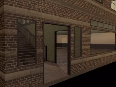 Old Building with Bar and Hotel Low-poly 3D model