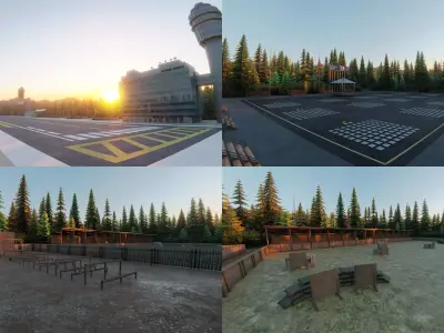 Military Base in the middle of the Jungle Low-poly 3D model