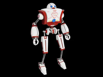 Cartoon 3d Robot model Low-poly 3D model