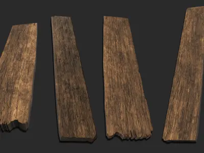 Wooden Plank Pack 21in1 Low-poly 3D model