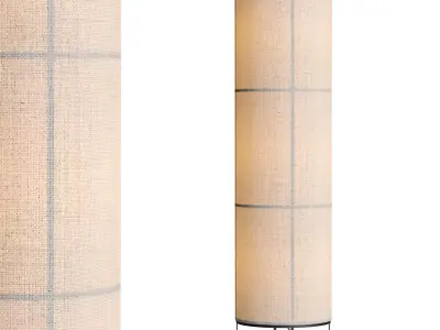 Hana 3 Light Floor Lamp in Black with Natural Linen Shade 3D model