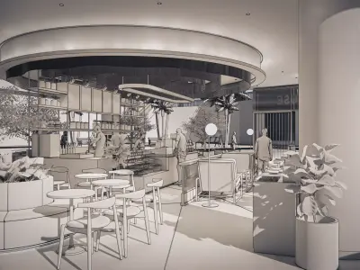 FLOWING SILK COFFEE STORE ARCHITECTURE AND INTERIOR DESIGN 3D model