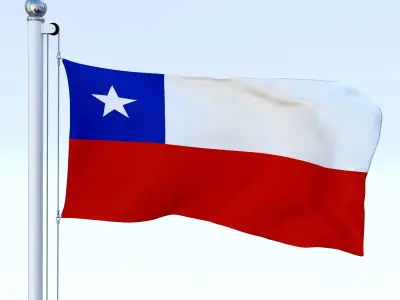 Animated Chile Flag Low-poly 3D model