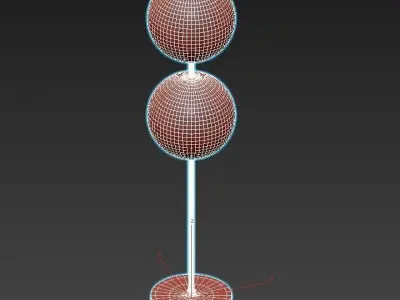 ORBITAL floor lamp with two round glass shades and gold base 3D model