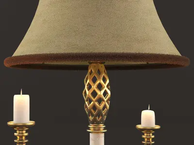 lighting set lamp with candles and lamp shade 3D model