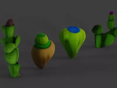 Stylized Alien Cactus Pack 3D model