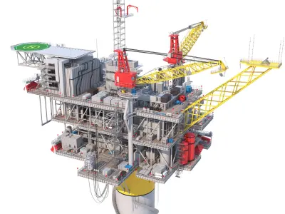  Offshore Oil Platform with Tanker Ship 