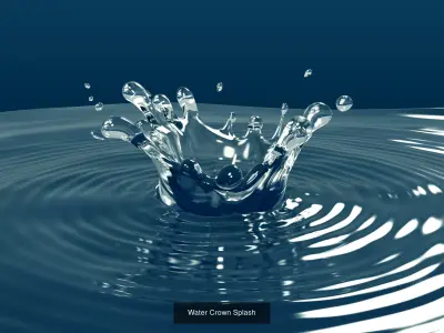 Water Crown Splash 3D Model Pack