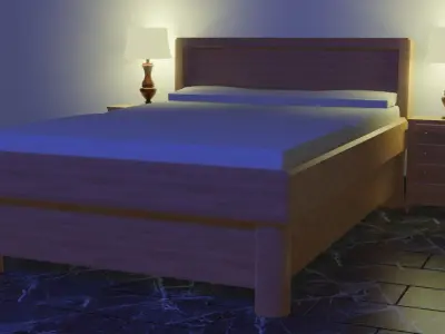Simple Bed and Room Free low-poly 3D model