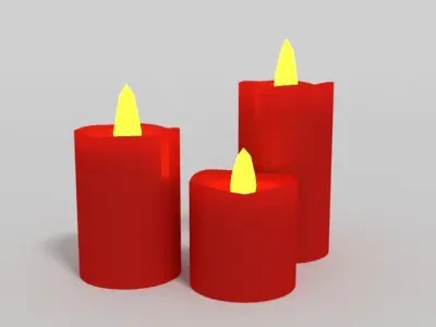 Candles candle in shape of heart Low-poly 3D model