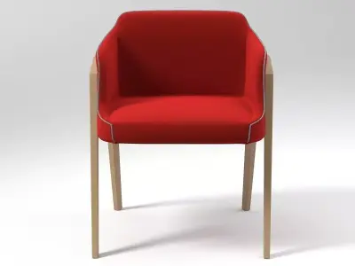 Chevalet chair with wooden frame and fabric 3D model