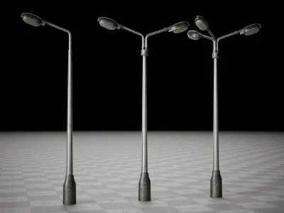 Lamp Street Light Poles and Spotlights Low-poly 3D model