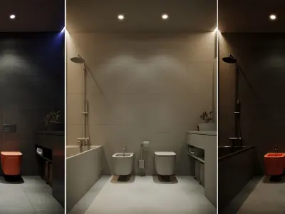 Bathroom interior 3D model 02set 3D model