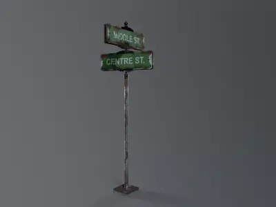 Post Apocalyptic Sign Low-poly 3D model